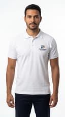 Camisa polo branca em piquet - vista frontal