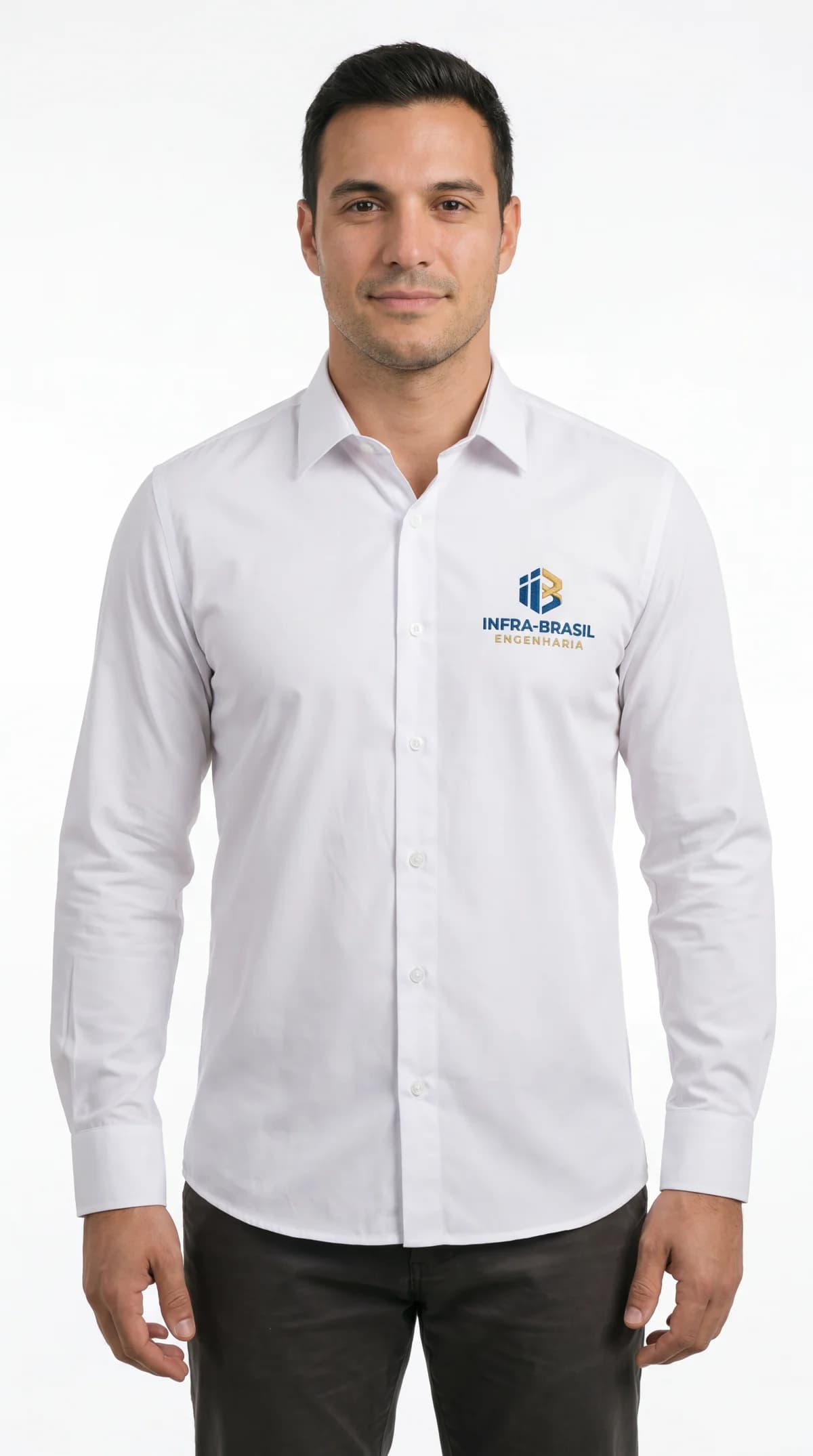 Camisa social branca manga longa - vista frontal
